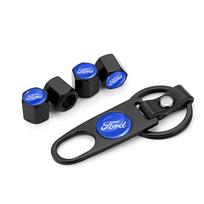 5Pcs/Set Car Keychain Tire Valve Cap Car Styling Accessories For Ford Mustang SHELBY GT 500 350 Convertible V Mach e Ford black