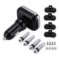 Car Tire Pressure Monitor System with 4 External Sensor Cigarette Lighter Plug Automatic for Driving Safety black