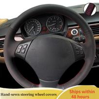 Car Steering Wheel Cover  Leather For BMW 320d 325i 335i X1 E84 E90 E91 Steering Wheel Braid Car Accessory Pink Thread