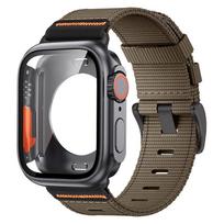 Nylon Loop Strap+PC Case For Apple Watch Series 11 10 42mm 46mm 45mm 44mm 41mm 40mm Cover Band for Iwatch 9 8 7 6 5 SE3/2/1 3 21 40mm Series 654SE gray