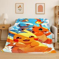 Mielas Pokemonas Pikachu Animacinis Flanelinis Antklodė Minkštas Šiltas Mesti Antklodė Miegamajam Svetainei Lovai Kelionei Stovyklavimui Iškylai Vaikui 75x100cm gray