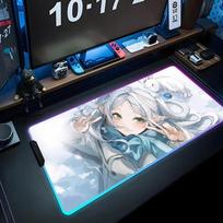 Frieren Mouse Pad RGB Gaming Mousepad Big LED Pad PC Desk Mat Luminous Mouse Pad Large Keyboard Mats Table Rug With Backlit RGB600x300x3mm gray