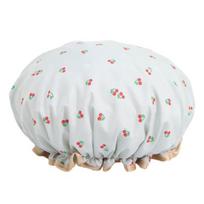Waterproof Shower Cap with Elastic Edge Cherry Pattern Bath Cap Comfortable Dual Layer Shower Cap for Long And Short Hair Care