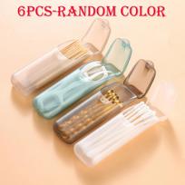 6pcs Portable Small Toothpick Storage Box, Hard Plastic Organizer, Portable Container, Camping Box, Lightweight,Toothpick Holder beige