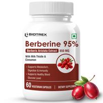 Biotrex Nutraceuticals Berberine HCL 850mg | 95% High Purity | With Milk Thistle & Cinnamon | Maintain Healthy Glucose Levels | Metabolic Support