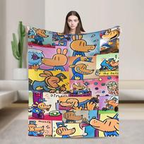 Šuo Žmogus Dogman Filmas Komiksai Antklodės Animacinis Flanelinis Nuostabus Kvėpuojantis Mesti Antklodės Patalynės Užtiesalas Vasaros Size: 75*100cm, Weight: 230 GSM black