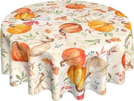 Rudens staltiesė apvali 60 colių Padėkos dienos rudens moliūgo apvali staltiesė Sodybos akvarelinio moliūgo rudens lapų dekoratyvinė W 60inch(152cm)