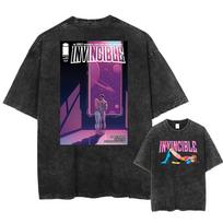 Invincible Manga T Shirt Mark Grayson Graphic T-shirt Vintage Washed T-Shirts Men Women Clothing Polyester Casual Short Sleeve Tees S