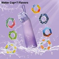 Spalvingas vandens buteliukas su skonių infuzoriumi ir septyniais aromatiniais skonio žiedais smagiam hidratavimui Purple Blue white