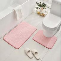 Pebble Coral Fleece Bathroom Mat Set - Water-Absorbent & Non-Slip (2-Piece) 40*50cm U-shape blue