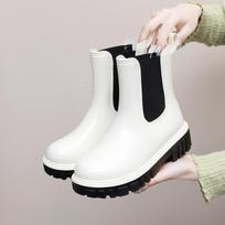 Womens Rubber Rain Boots Outdoor Waterproof Garden Work Shoes Thick Sole Galoshes Anti Slip Footwear Durable Comfortable 41 white