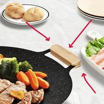 Korean BBQ Grill Pan: Portable Round Iron Griddle for Outdoor Camping & Restaurant Use black