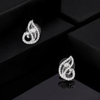 Moterų dizaineriniai auskarai-studs Estele su rodžio danga CZ Peacock black