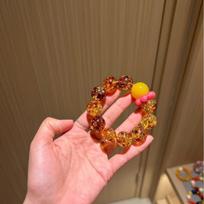 Kolekcinis prabangus medaus gintaro apyrankė su rožių karoliukais - pritraukite turtus Flower Amber (Including Gift Box) brown