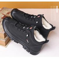 Fashion Winter Outdoor Cold-proof Walking Trainers Genuine Leather Snow Boots Men Anti-skid Thick Wool Booties Male Non-slip Warm Shoes 38 juoda