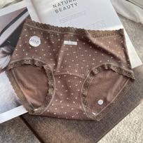 Female Spring and Autumn Floral Lace Edge Pure Cotton 10A Bacteriostatic Extended Crotch Hip Briefs S