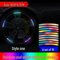 Seven-Color Reflective Tire Warning Sticker for Car, Bicycle, and Scooter Trial [5 strips] black