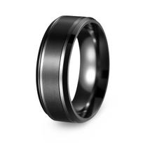 Matte Double Bevel Edge Minimalist Stainless Steel Mens Ring 8mm 6mm Width Options Durable Comfort Fit no. 5 gray