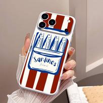 Sardines Retro Art Seafood Wrap Sticker For IPhone17 Pro/17pro Max Phone Decal Skin Rear Protector Case Film Full Cover iPhone 17 Pro white