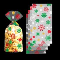 2025 Snowflake Candy OPP Bags: Transparent, Food-Grade Bags for Parties, Snacks, and Biscuits white