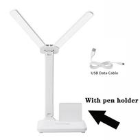 1PC LED Double-Head Desk Lamp with Holder USB Rechargeable Table Lamp Adjustable Brightness Eye Protection Desk Light Touch Dimming Table Light balta