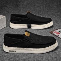 Men Breathable Summer Casual Slip On Linen Canvas Comfortable Leisure Shoes 44 pilka