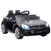 Vaikiškas elektrinis automobilis, licencijuotas Mercedes SLC 300, 12V, maksimalus greitis 5 km/h, garso ir šviesos efektai, nuotolinio valdymo pultas, juodas 107 x 62.5 x 44 cm