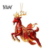 Festive Atmosphere Party Decor Galloping Goat Hanging Ornament, 2D Flat Acrylic Pendant, New Year Unique Animal Pattern Pendants Decoration 11