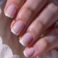 Simple Classic French White Edge Short Square Wear Nails Glitter Powder Manicure Nails