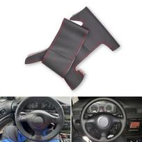 Skirta VW Golf 4 MK4 Passat B5 1998-2005 Rankiniu būdu susiuvamas vairo gaubtas Juoda raudona perforuota mikropluošto odinė automobilių priedai white