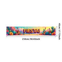 Fiesta Party Banner Vibrant Mexican Cactus Floral Festive Event Backdrop Celebration Decorations Photography Background Props blue