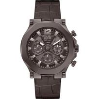 GUESS Edge Juodo nerūdijančio plieno ir odos vyriškas kvarcinis laikrodis GW0492G2
