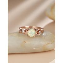 Wish Vine Edge Small Fresh Opal Popular Zircon Ring no. 6 beige