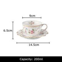 Gold Plated Edge Ceramic Cup&saucer Flower Pattern Mugs Dining Table Milk Coffee Mug Afternoon Tea Teacup Fruit Juice Container 200-260ml