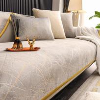 Gilded Pattern Yellow Edge Dutch Velvet Sofa Covers Sofas Towel Anti-Slip Couch Protector Slipcover Sofa Blanket For Living Room 70x70cm 1pcs
