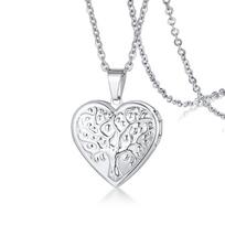 Delicate Floral Oval Heart Locket Pendant Necklaces for Women,Stainless Steel Photo Frame Promise Love Keepsake Gift white