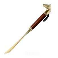Long Metal Shoe Horn 32cm Portable Shoe Lifter Shoe Spoon Wood Handle Shoehorn  Reduce Bending Horse Head Brown brown
