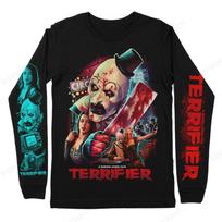 Men's Long Sleeve T-shirt 3d Horror Movie Terrifier Print Tshirt Men Women Fashion Halloween T shirt O-neck Loose Tops Tees Gift XL gray
