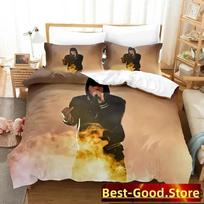 3D Print Eminem Rapper Bedding Set Boys Girls Twin Queen King Size Duvet Cover Pillowcase Bed boys Adult Home Textileextile EU Single 135*200cm/53x79in 3pcs gray