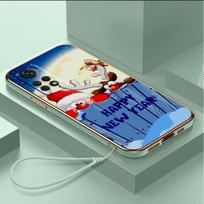 Prabangus padengtas TPU telefono dėklas su dirželiu, skirtas Xiaomi Poco F4 F5 M4 M5 X3 X4 X5 13T Redmi Note 10S 11S 10C 13C dėkliams A2 Naujųjų metų kalėdinio dizaino dangtelis Redmi K60 ULTRA white