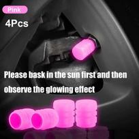 4Pcs/Set Luminous Valve Caps Fluorescent Tire Stem Caps ABS Valve Cover Glow Tire Air Wheel Caps Covers for Car Motorcycles Bike 4 Pcs Pink black