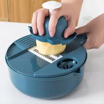 14-in-1 Multifunctional Vegetable Chopper Carrot and Potato Manual Shredding and Slicing Machine Radish Chopper Kitchen Tool mėlyna
