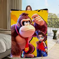 juokingas animacinis beždžionė D-Donkey Kong B-Bananza flanelinis šiltas patogus minkštas pliušinis pledas sofai svetainei miegamajam kelionėms dovana 75x90cm yellow