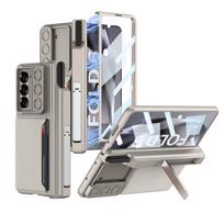 GKK Samsung Z Fold 6 Case: Pen & Card Holder, Hinge Protective Cover with Stand Without Pen gray