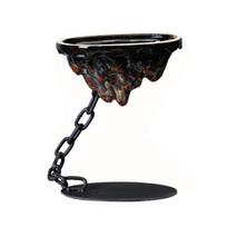 Succulent Planter Pot Simulation Rockery Chain Suspension Hanging Type Ceramics Pot Ornament Iron Art Landscape Bonsai Planter Living Room Circle black