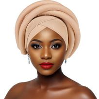 Naujas natūralaus šilko Afrikos moterų turbanas, apvyniojamas, susuktas pynimas, elastinis turbanas, kvėpuojantis galvos apdangalas, Afrikos turbanas, Nigerijos vestuvės brown
