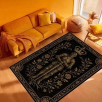 Retro Tamsios Spalvos Riterio Kardas ir Drakonas Kilimas Viduramžių Kilimas Renesanso Tematikos Kilimas Svetainės Miegamojo Sofos Kilimas Namų Dekoras 40X60cm black