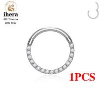 1/10PCS G23 Titanium Nose Rings Septum Clicker Ear Cartilage Tragus Helix Daith Earrings Hoops 16G 18G CZ Body Piercing Jewelry 16G 1.2x9mm beige