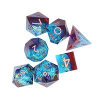 7Pcs Polyhedral Resin Dice Set Clear Numbers Role Playing Games Exquisite Collectible Gift for Family Friends Blue+Red blue