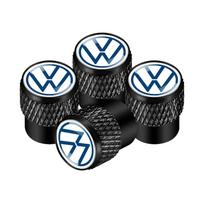 For Volkswagen B2 4Pcs Car Tire Valve Stems Cap Knurling Style Tire Valve Cap for Volkswagen VW GOLF POLO PASSAT TIGUAN TOURAN TOUAREG JETTA GTI black
